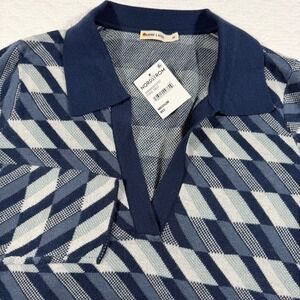 NWOT Marine Layer Morgan Sweater Polo Cool Geometric Long Sleeve Knit Top Medium